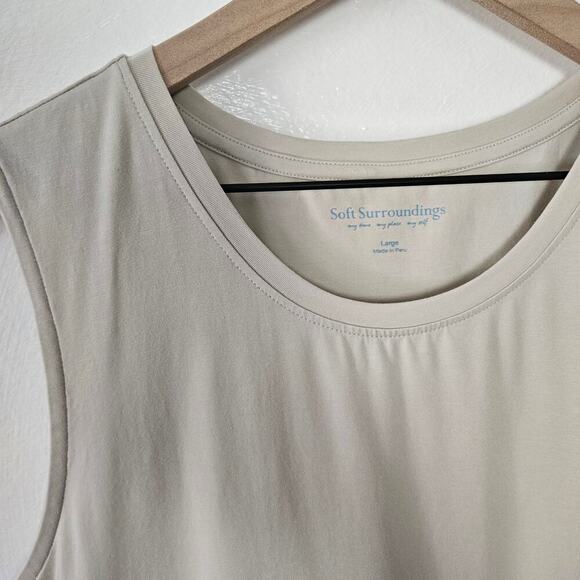Soft Surroundings Sleeveless Stetch Knit Tunic Tank L Beige Ivory - Picture 2 of 5